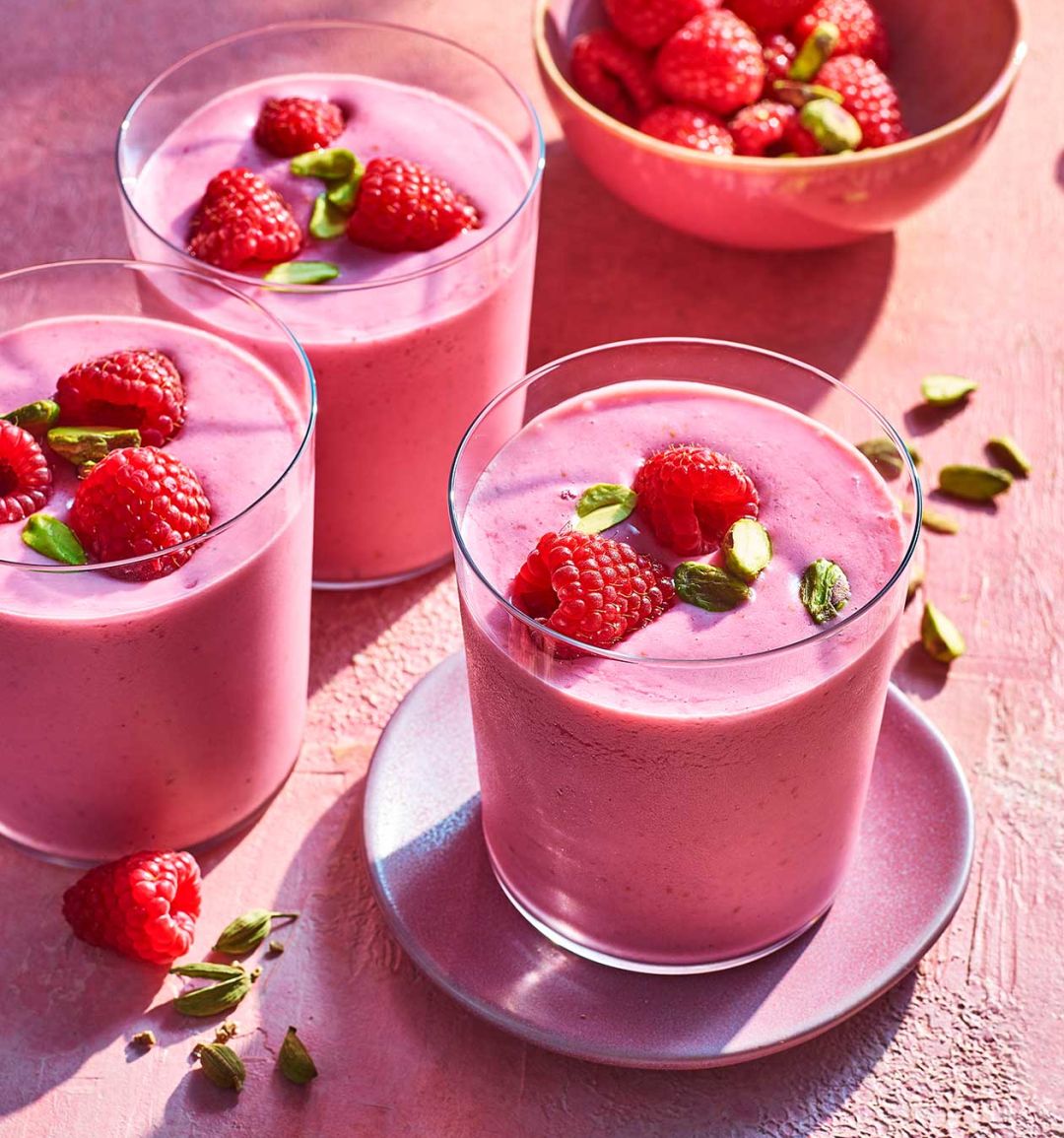Sponsored: raspberry, rose and cardamom smoothie