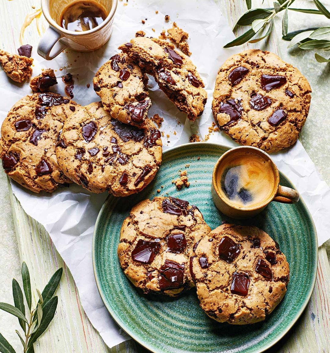 Choc-chip olive oil cookies