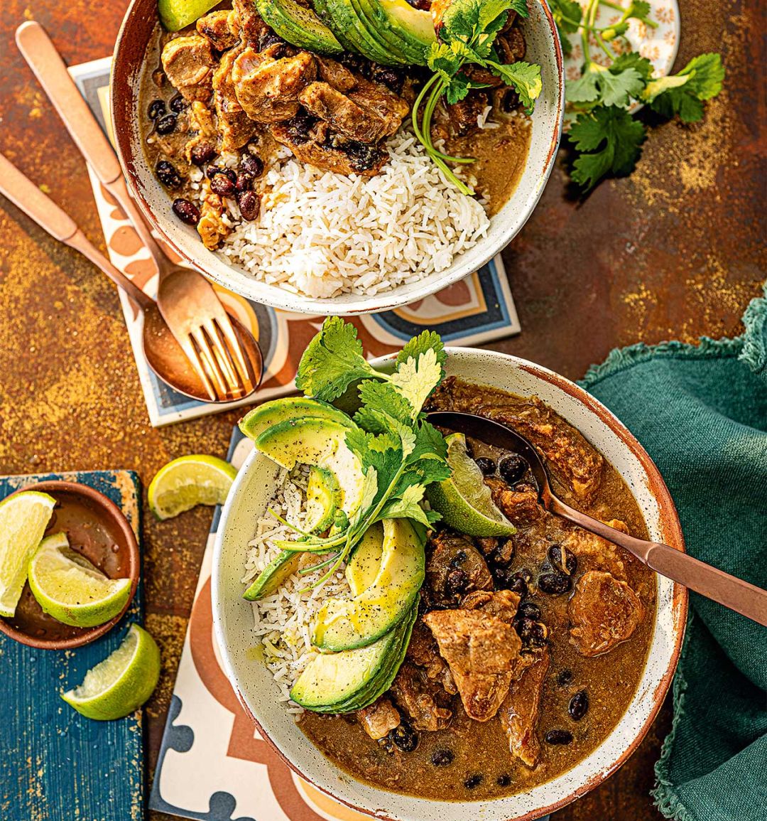 Citrus pork and black bean stew