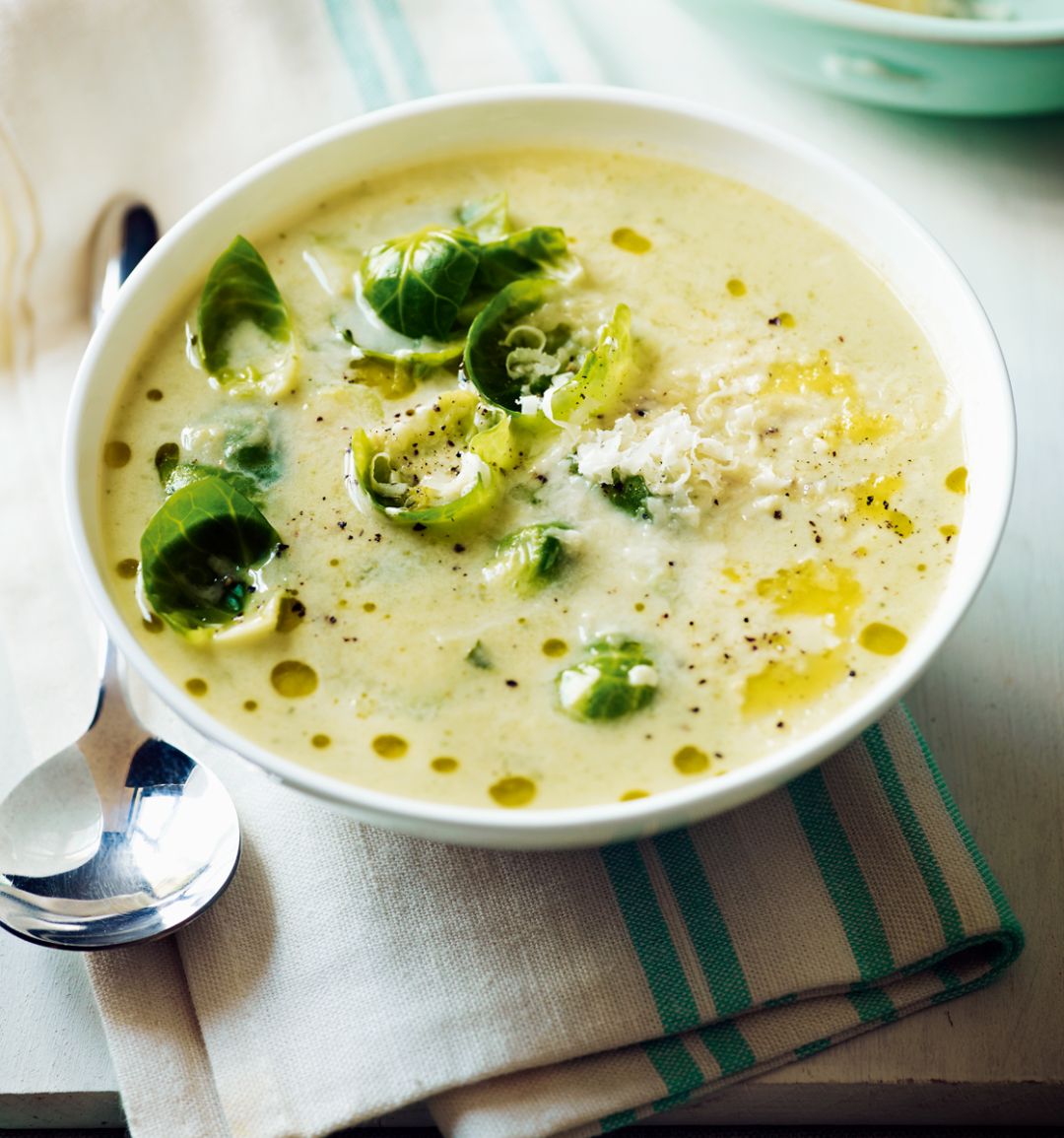 Brussels sprout and cheddar soup