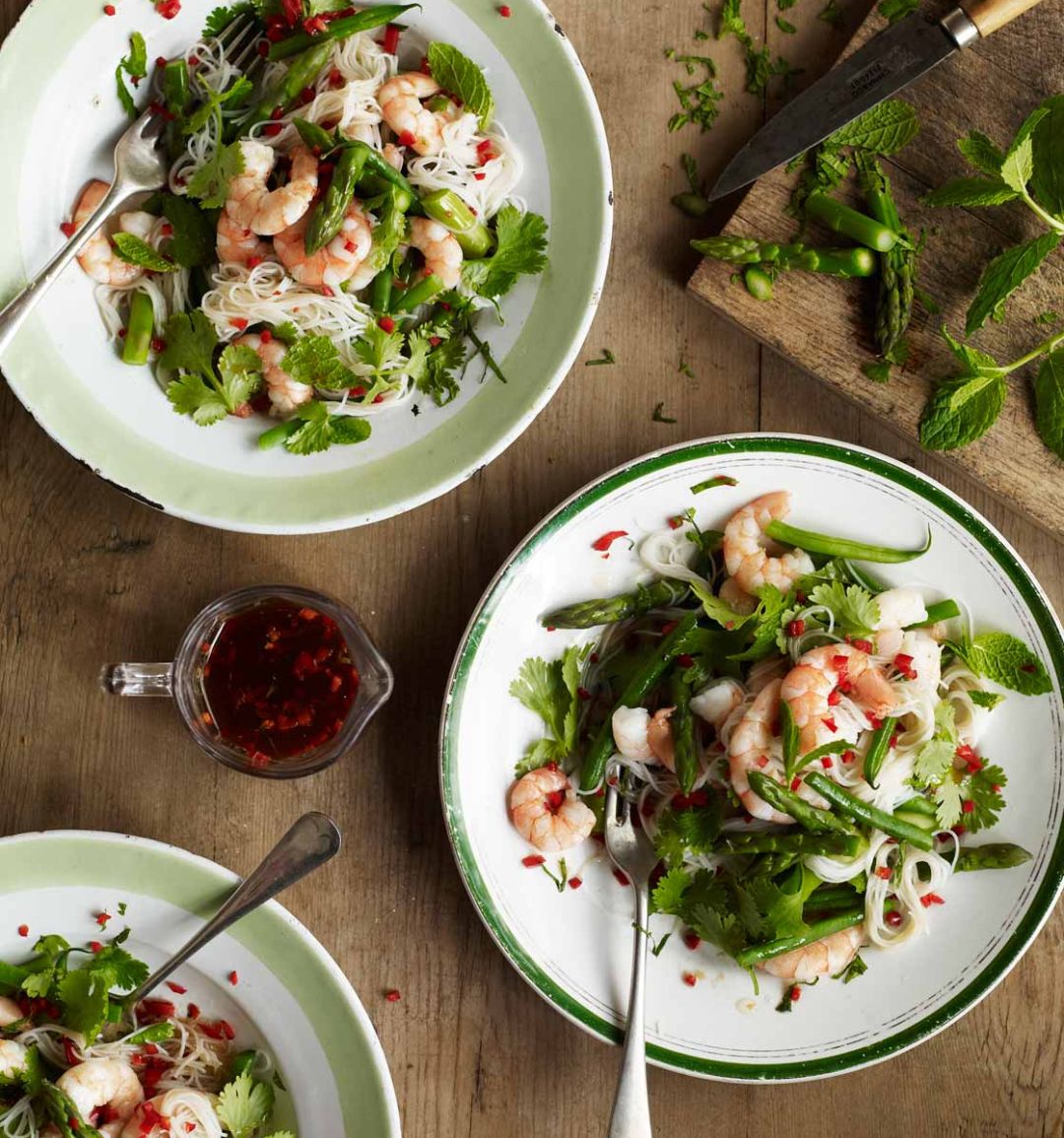 Thai-style asparagus, prawn & green bean salad