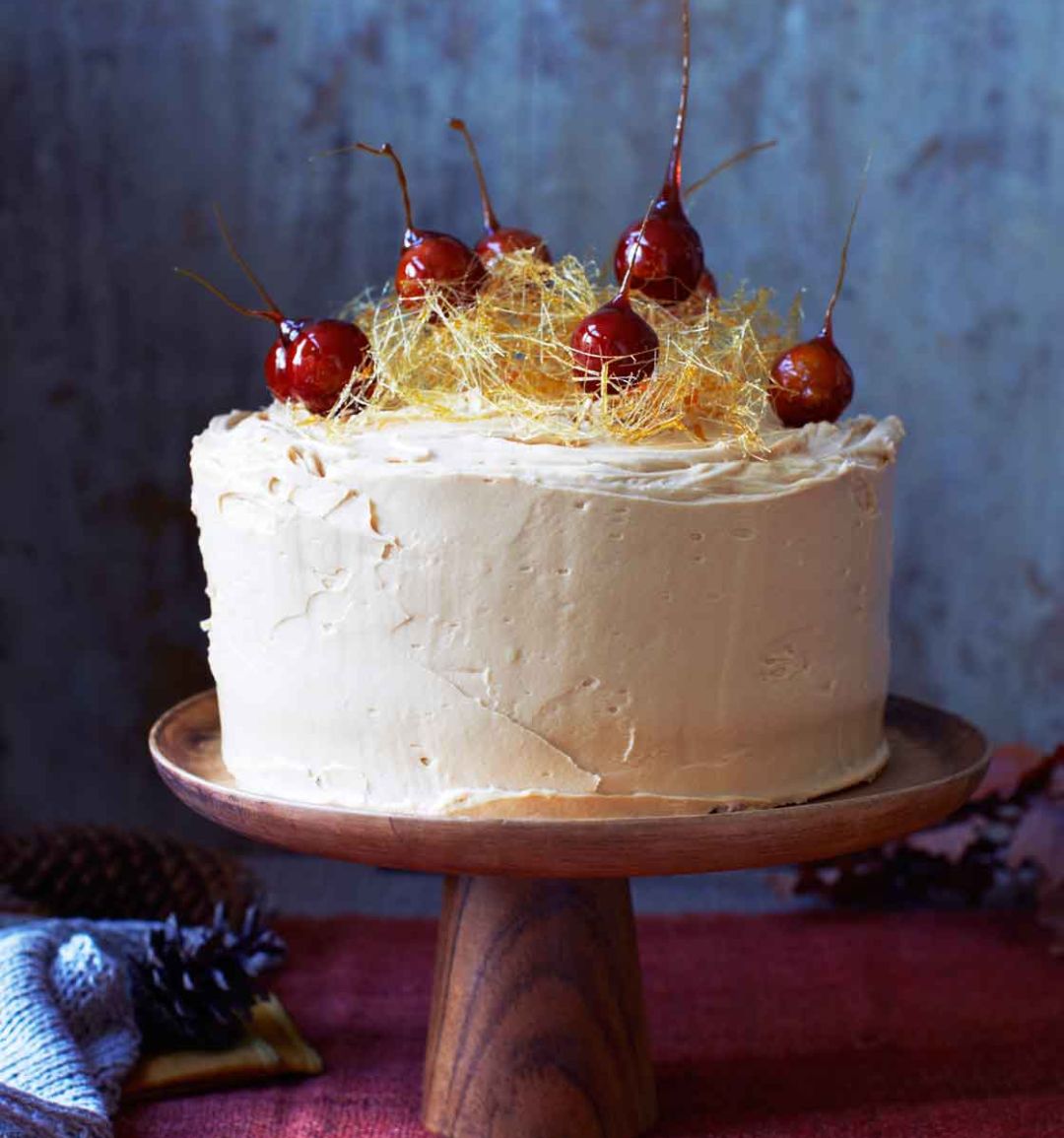 Toffee apple, date and walnut cake 