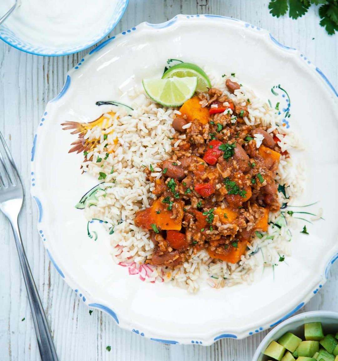 Pork, bean and sweet potato chilli