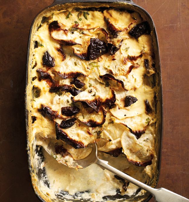 Celeriac and prune dauphinoise