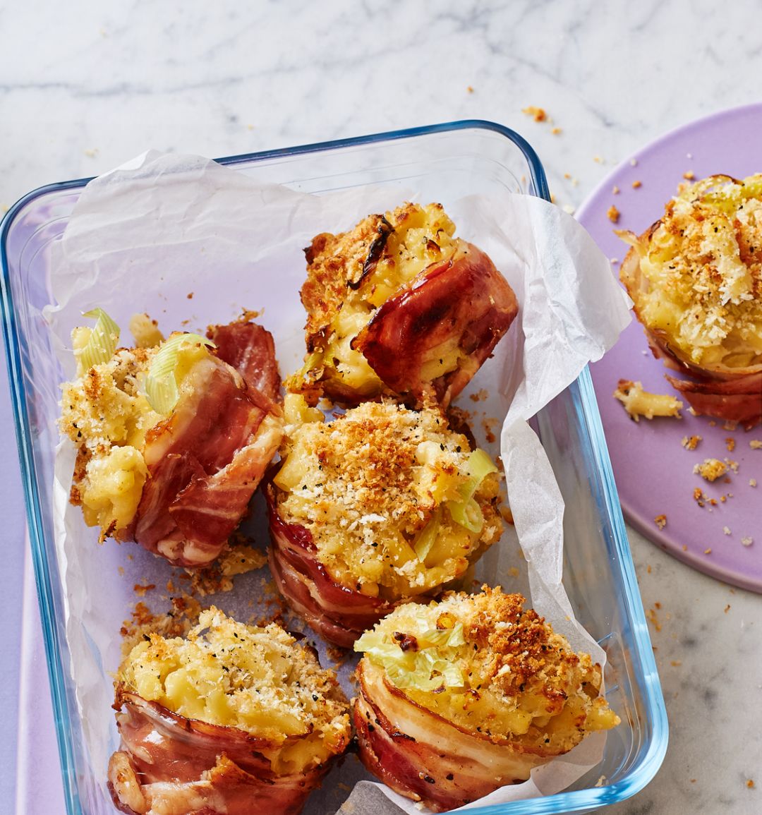 Mac ’n’ cheese pancetta cups