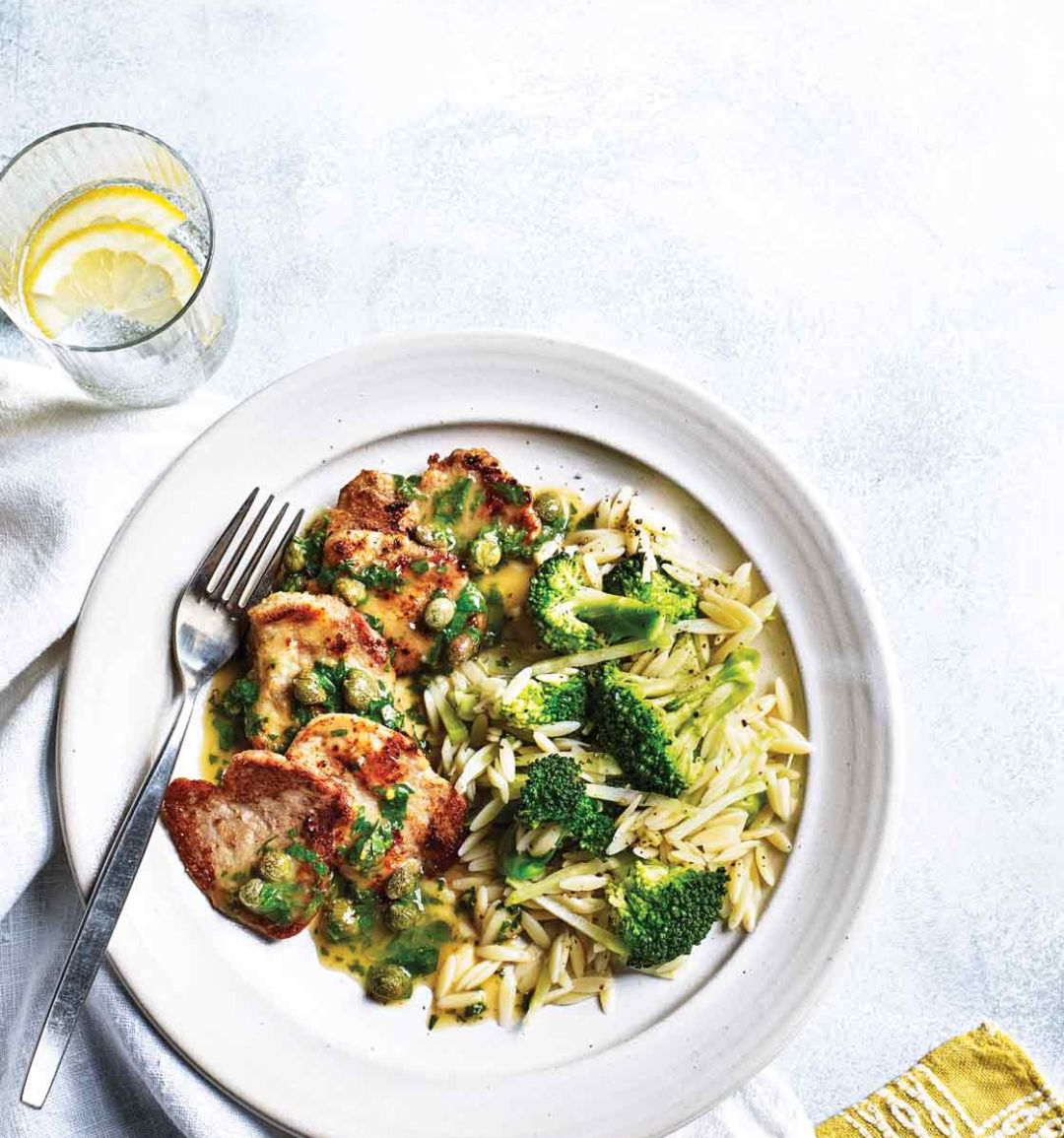 Italian-style pork with lemon & broccoli