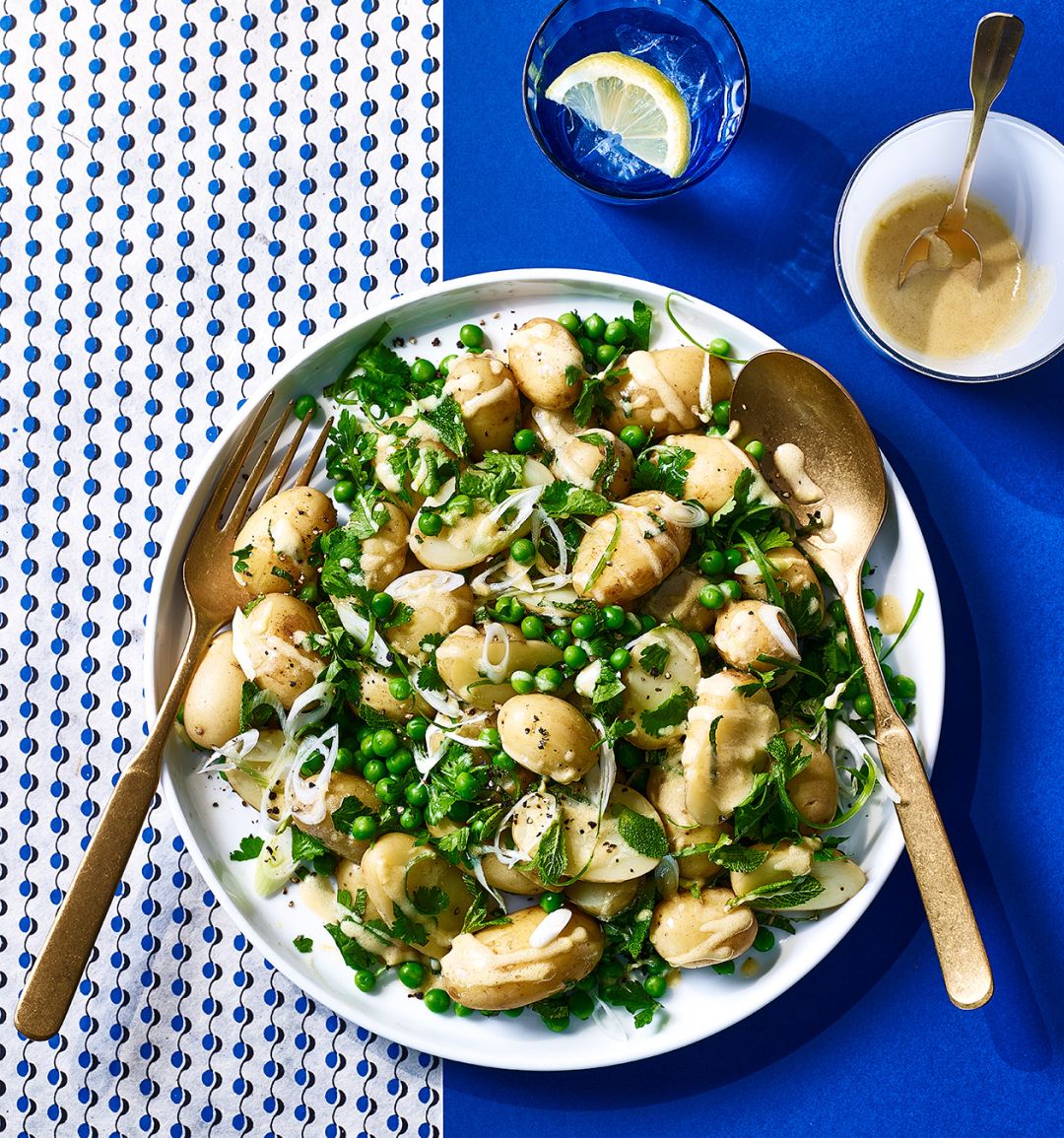 Potato and pea salad with herb dressing
