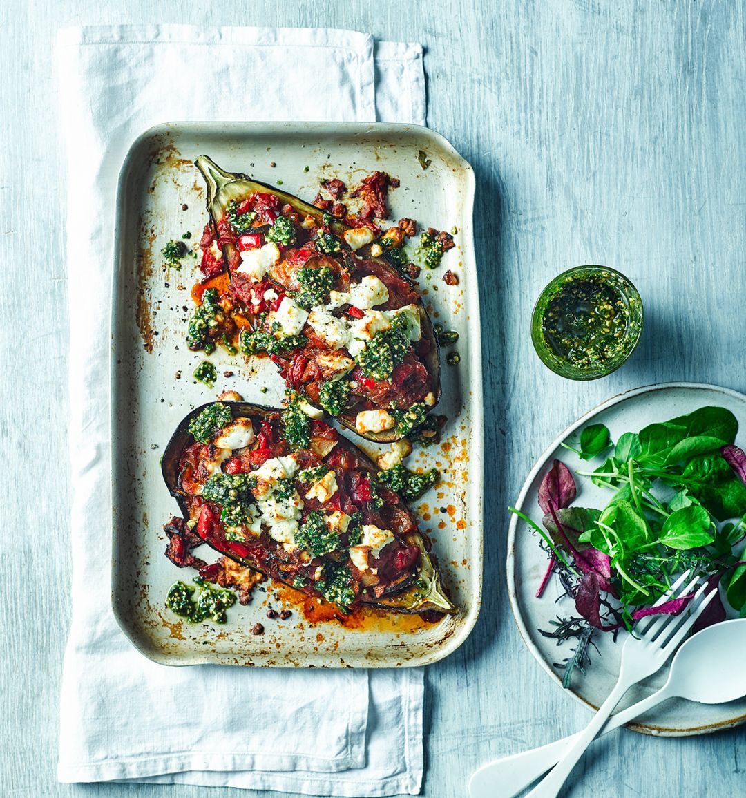 Ratatouille-stuffed aubergine