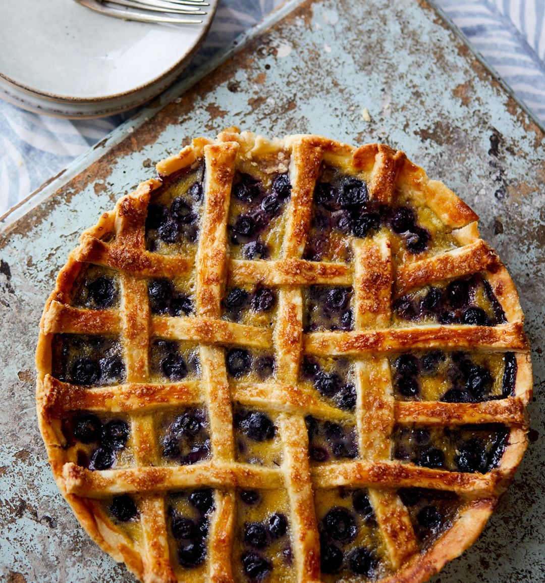 Blueberry custard pie
