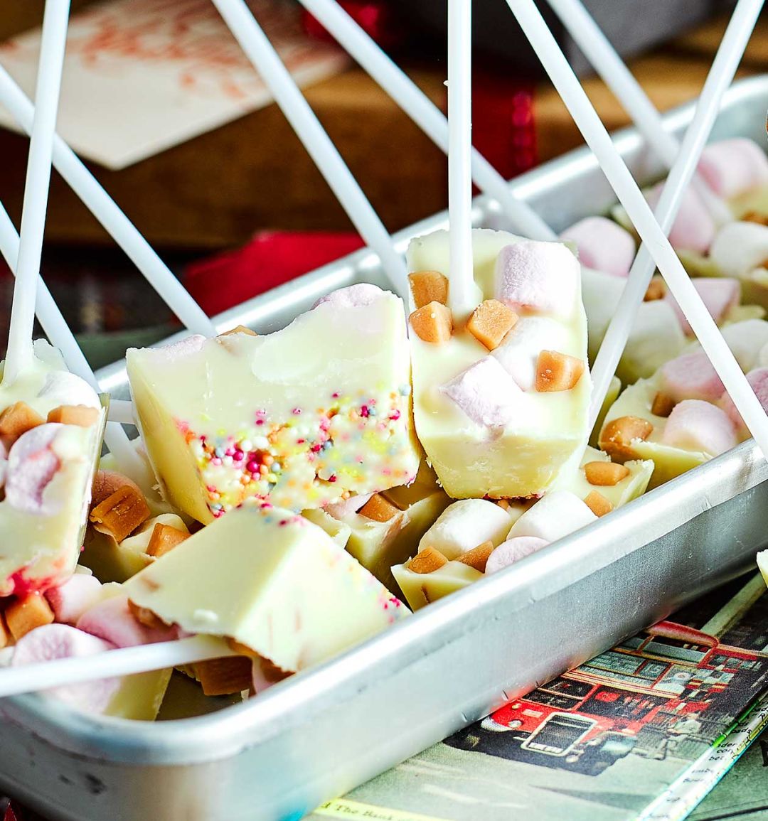 White Christmas hot chocolate stirrers