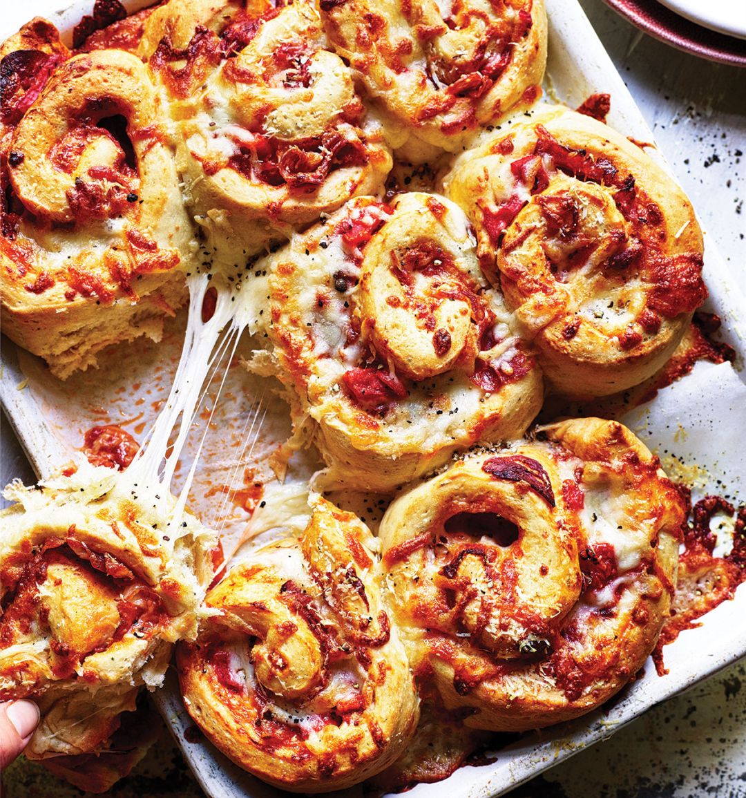 Pepperoni pizza scrolls