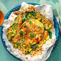 Teriyaki chicken and noodle parcels