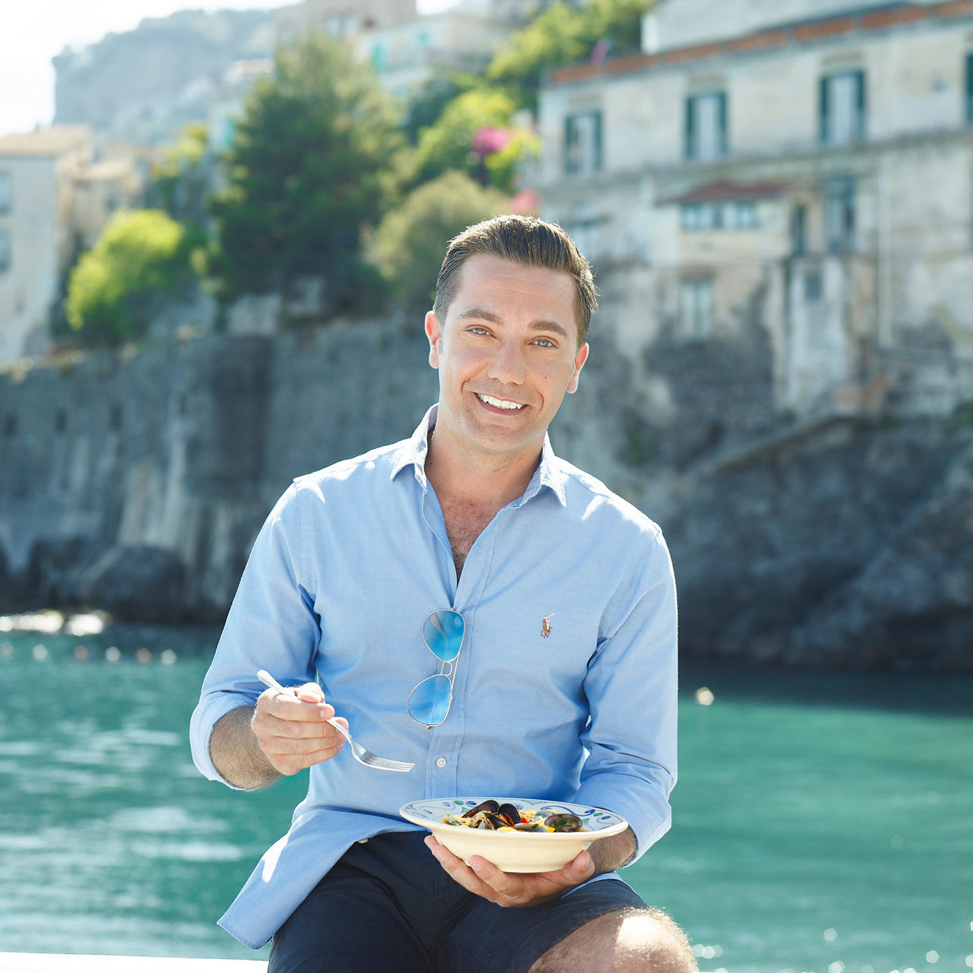 Gino D'Acampo shopping with a foodie Sainsbury's Magazine Gino D'Acampo shopping with a foodie Sainsbury's Magazine