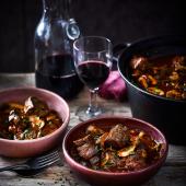 Pork and red wine stew with porcini and chestnuts