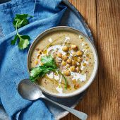 Cumin roasted cauliflower and chickpea soup 