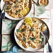 Roast cauliflower pasta with creamy tahini sauce 