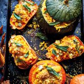Mac and 3-cheese stuffed squash