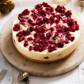 White chocolate, cranberry & amaretto cheesecake from Billington's