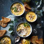 Potted mackerel, pickled cucumber and crispbread