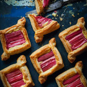 Rhubarb and custard Danish pastries