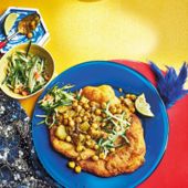 Doubles and cucumber chutney