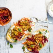 Sesame halloumi flatbreads