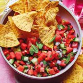 Watermelon salsa with tortilla chips