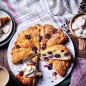Buttermilk, blueberry and ginger scone cake