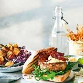 Chicken saltimbocca burger with crispy prosciutto and parmesan mayo