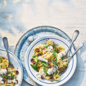 Runner bean linguine with ricotta