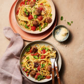 Summery spaghetti and meatballs