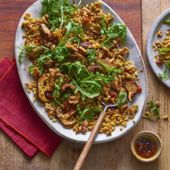 Roast mushroom grains with date dressing