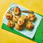 Potato, pancetta and pecorino muffin-tin stacks
