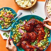 Huli-huli chicken with grilled pineapple salsa