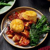 Sausage and baked bean cobbler