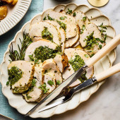 Roast turkey breast with almond and lemon stuffing