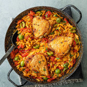 Chicken cacciatore orzo bake