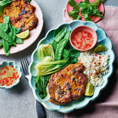 Burmese-inspired pork shoulder steaks with lime dressing