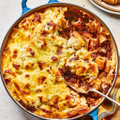 Lamb, feta and aubergine rigatoni bake
