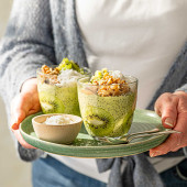 Matcha and kiwi chia pudding