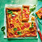 Summer tomato and anchovy slice