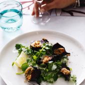 Roast beetroot with hazelnut butter and watercress