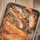 Slow-roasted pork belly with salsa verde