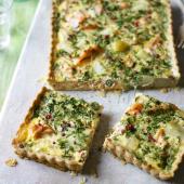 Salmon and watercress quiche