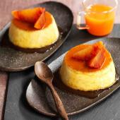 Blood orange and rosemary caramel puddings