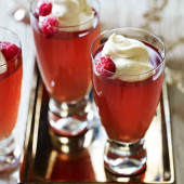 Cranberry gin sling jellies with spiced cream