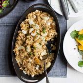 Porcini risotto with roast garlic