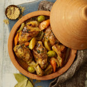 Spiced chicken tagine with preserved lemon and olives 