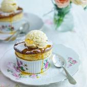 Easy passion fruit soufflés with lemon and passion fruit ice cream