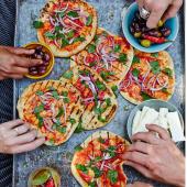 Tomato and red onion flatbreads